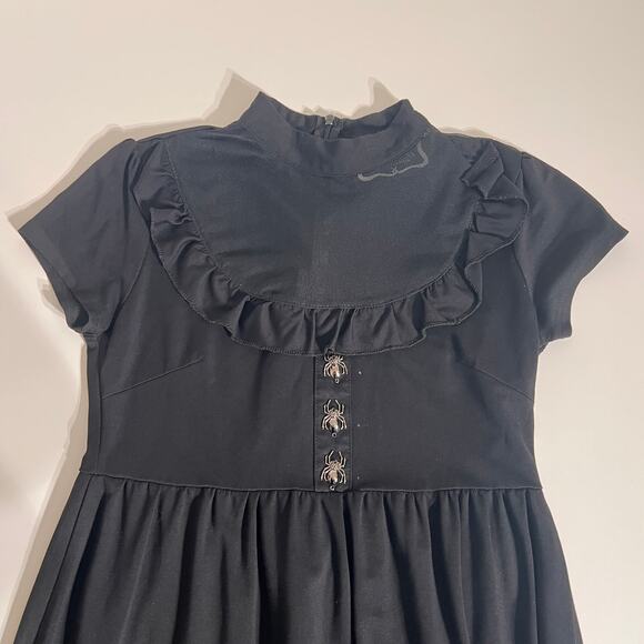 Killstar Goth Black Dress XS Spider Button Mesh Ruffle Witchy - Picture 2 of 12